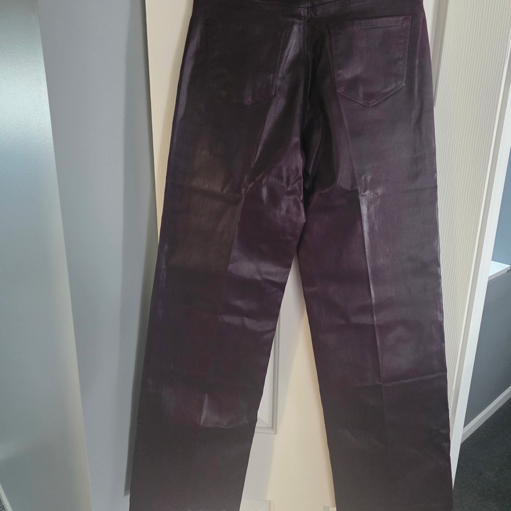 NWT L'AGENCE Wide Leg Coated Pants in Deep Plum - Picture 6 of 8